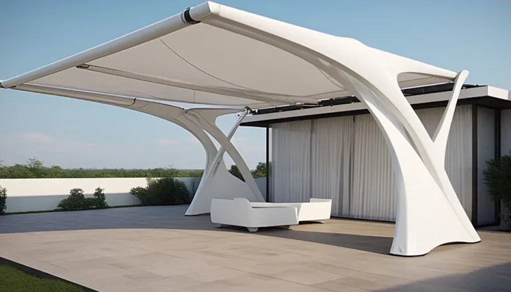 kanopi dengan atap kain membrane pvc