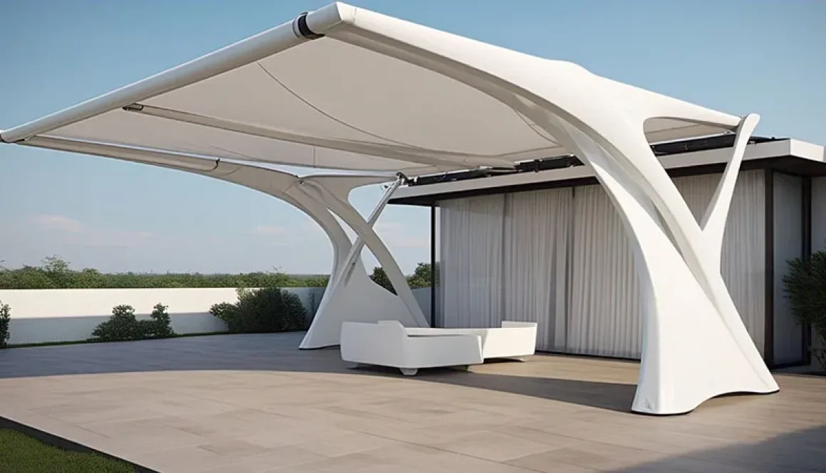 kanopi dengan atap kain membrane pvc